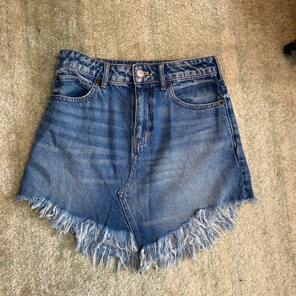 Free people sky high mini Jean skirt